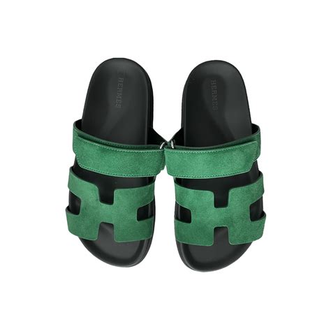 hermes slides green|Hermes fluffy slides.